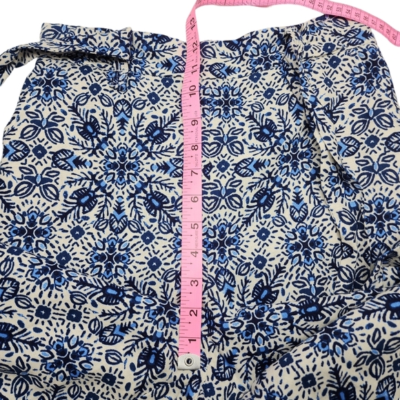 Joie Linen Blend Cropped Pants Boho Blue Print 4 - Picture 6 of 11